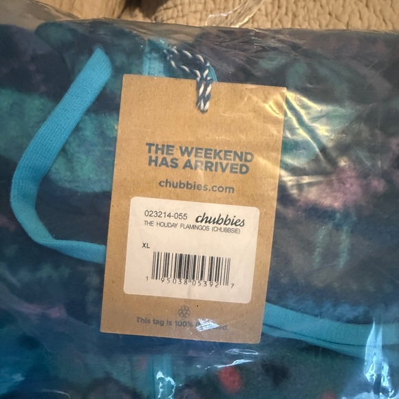 CHUBBIES BRAND Men's flamingo fleece one piece short/hoodie- Blue and Pink - Picture 7 of 9